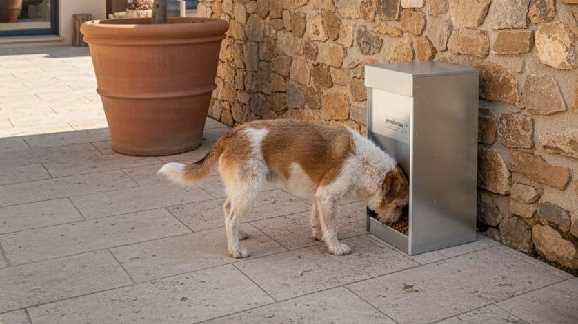Tolva de autoservicio, comedero con app o programable: qué necesita un perro que vive fuera